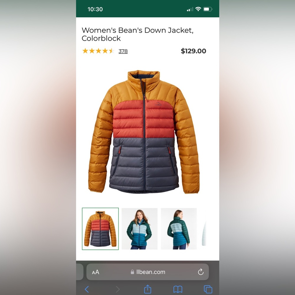 LL Bean Women’s Colorblock Down Jacket 2XL Plus winter coat
